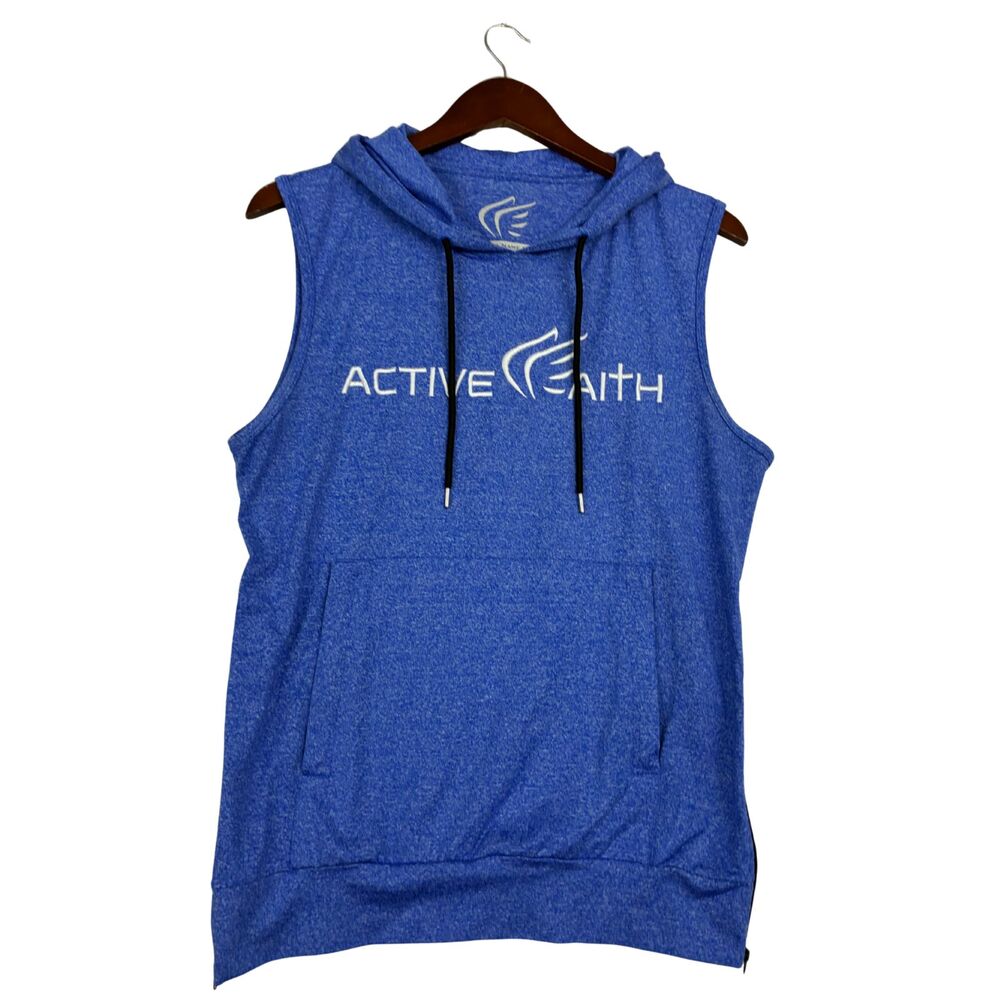 Active Faith Sports Sleeveless Hoodie Men S Blue Christian Athletic Performance